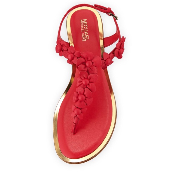 RELISTED SIZE 10 Michael Kors | Flower Leather Thong Sandal - Picture 2 of 8